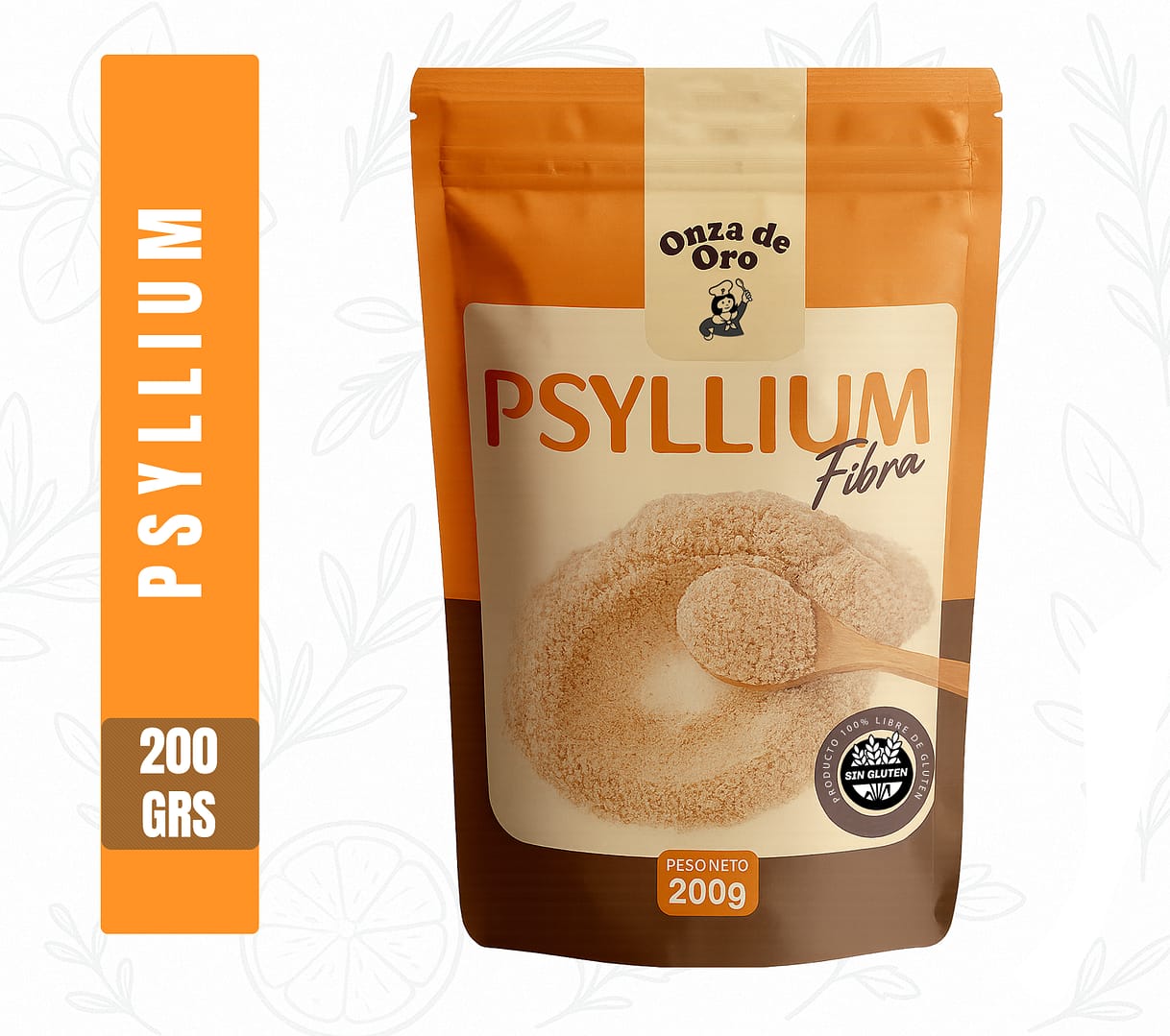 Psyllium puro - semilla de plantago en polvo ( fibra) - Onza de Oro (Libre de gluten)